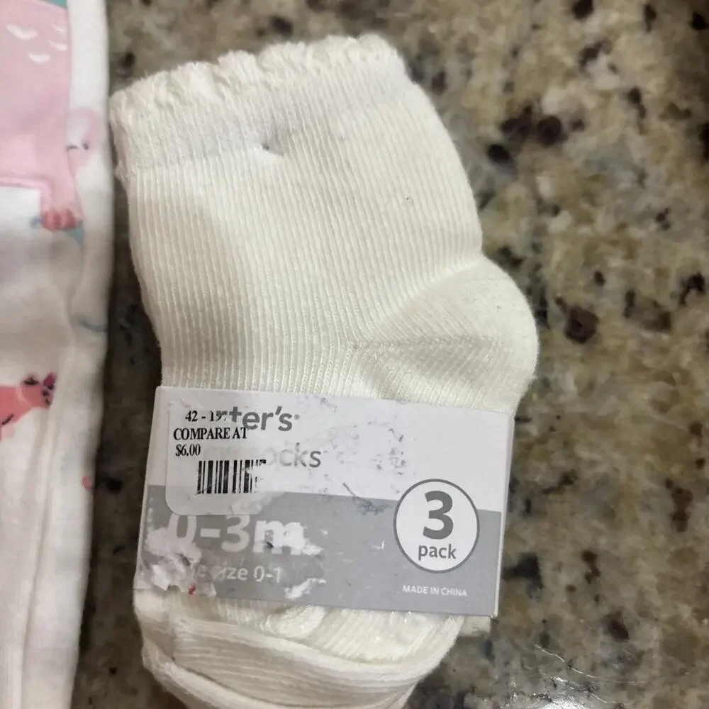 Carter's Girls Lovely Floral Bodysuit Newborn And 3 Pack Of Socks